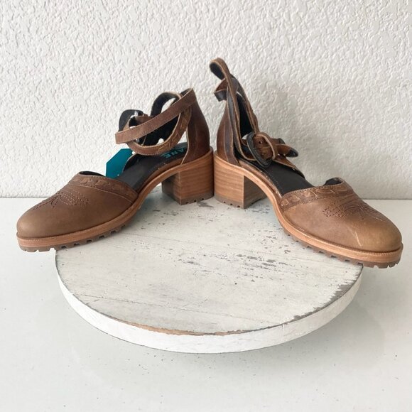 Lane Boots Womens Western Heels 7 Brown Casual Sandals Cowgirl Leather Buckle - Picture 7 of 10